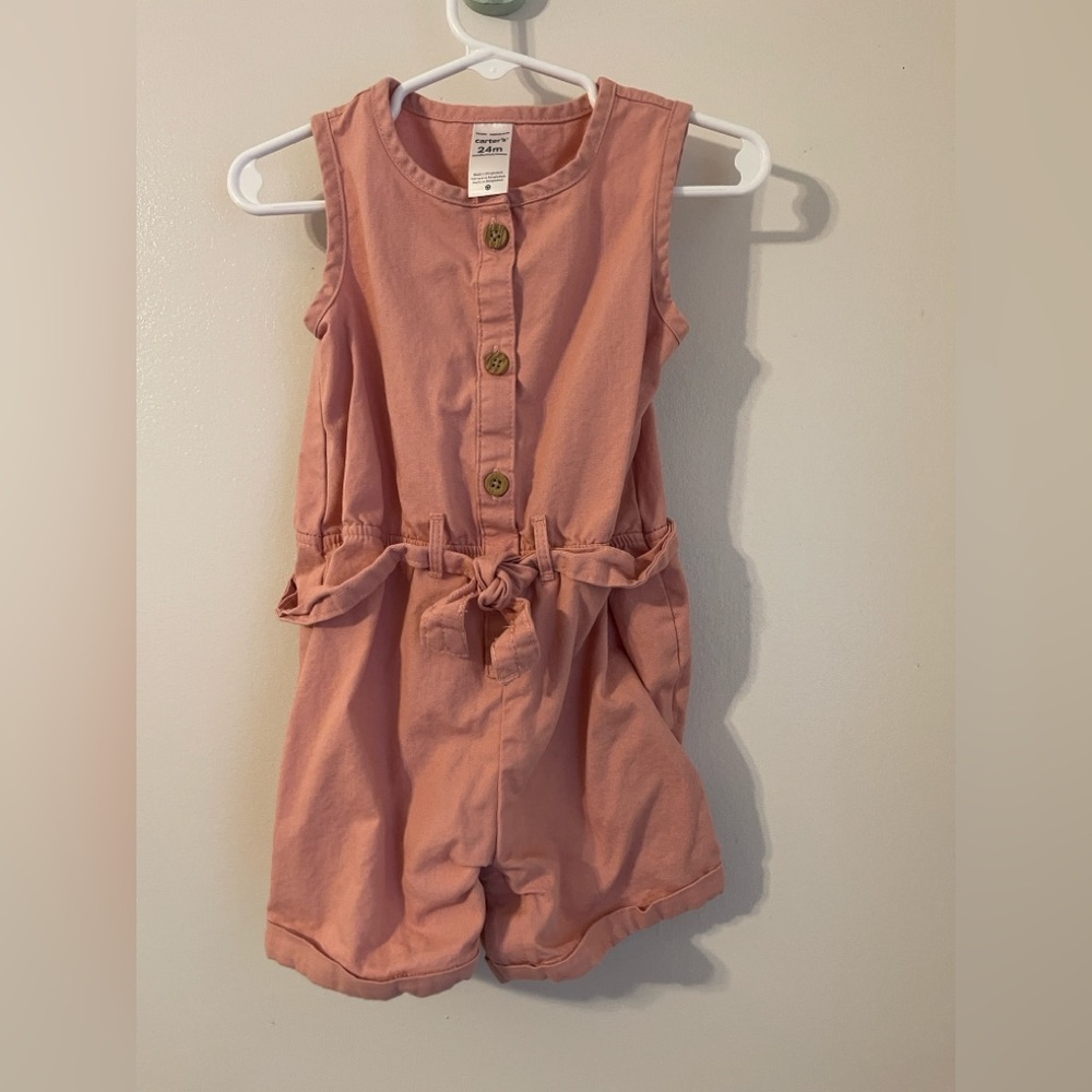 Carter's Pink Button-Front Sleeveless Romper